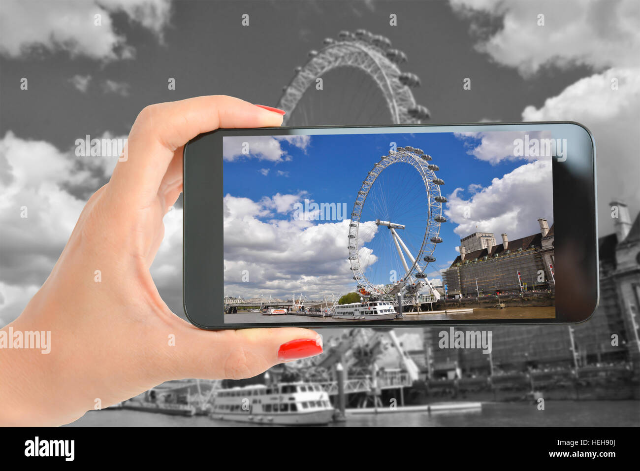 Ein Foto des berühmten Karussell Rad in London Tourist namens London Eye Stockfoto