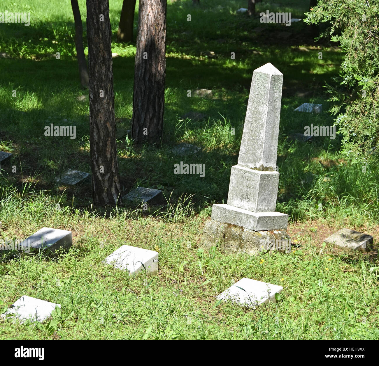 Grabsteine auf dem öffentlichen Friedhof Stockfoto