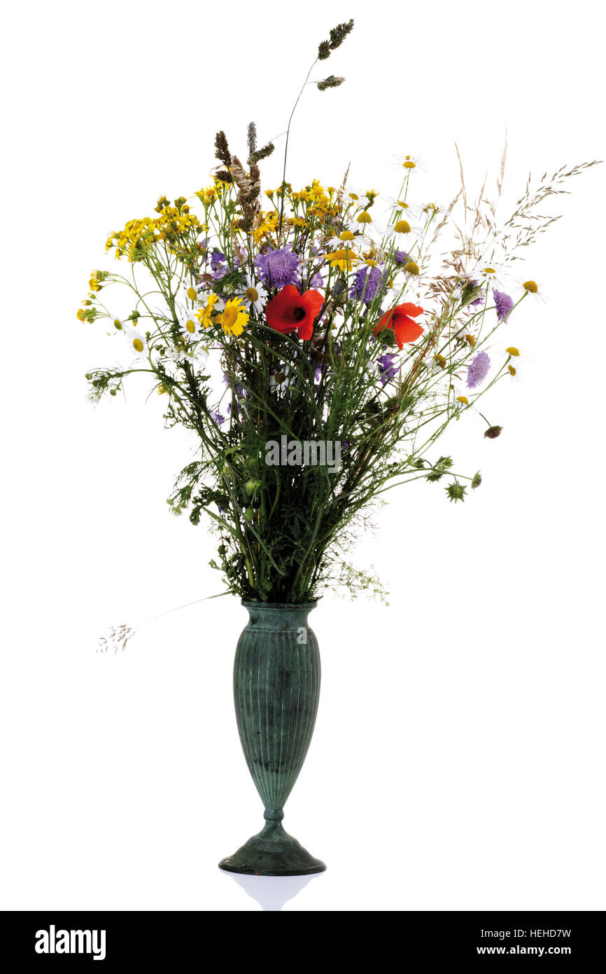 Bouquet von Wiesenblumen in vase Stockfotografie - Alamy