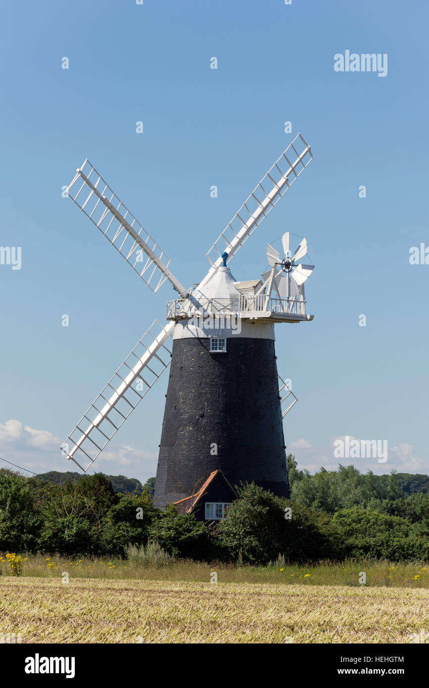 Windmühle Burnham Overy Tower, Tower Road, Burnham Overy Staithe, Norfolk, England, Vereinigtes Königreich Stockfoto