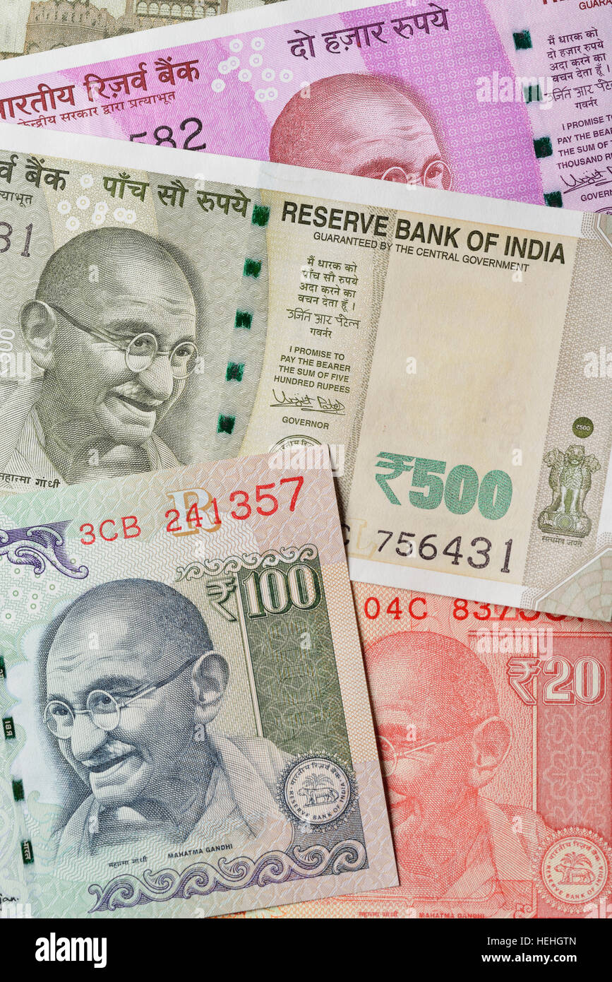 Nahaufnahme von indischer Währungen Schuss im Studio Stockfoto