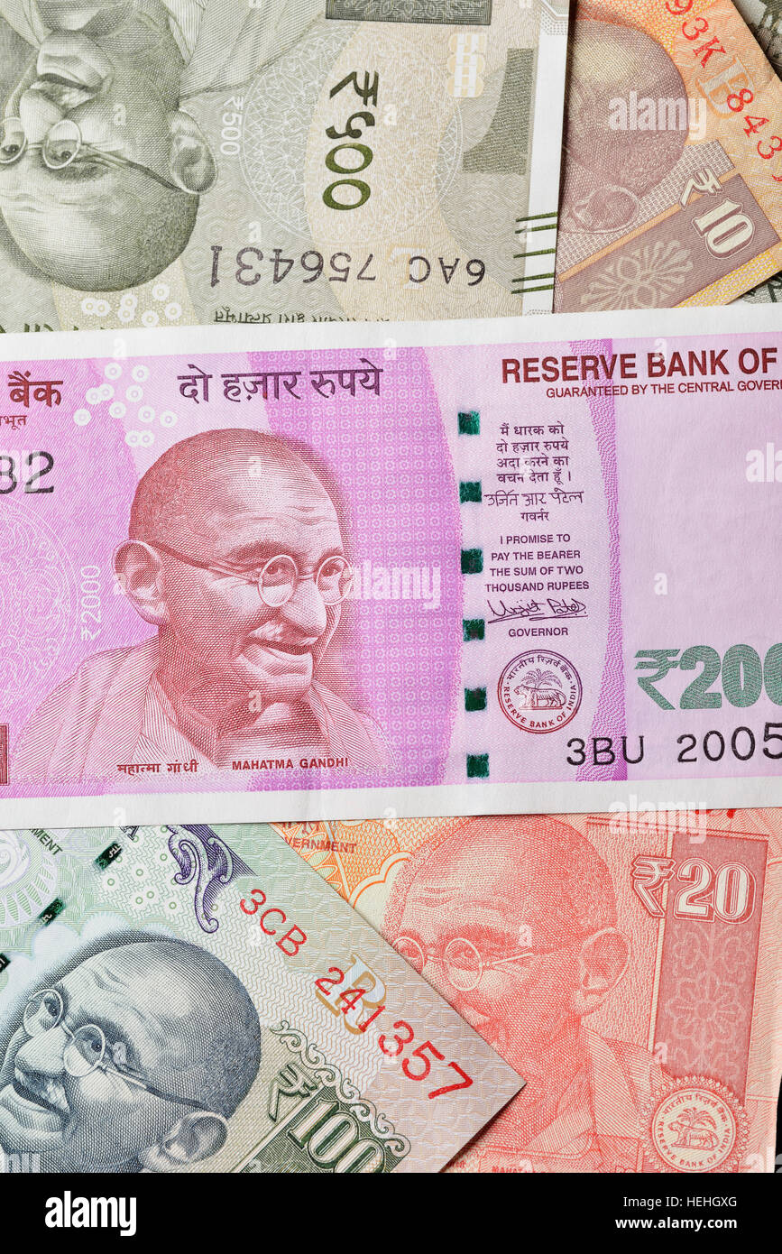 Nahaufnahme von indischer Währungen Schuss im Studio Stockfoto
