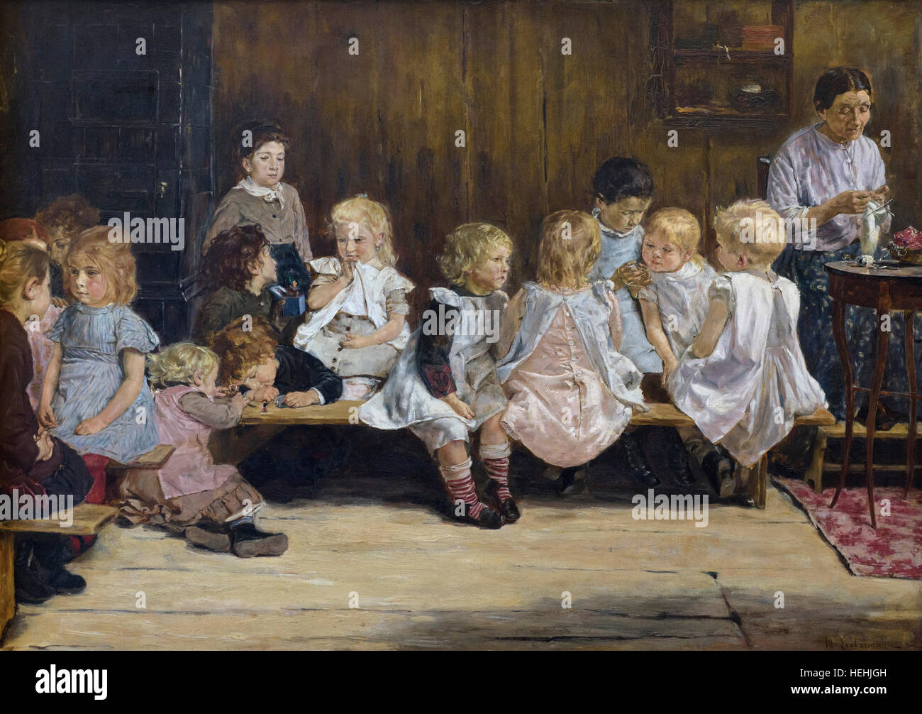 Max Liebermann (1847-1935), Kleinkinder-Schule in Amsterdam (1880). Kleinkinderschule in Amsterdam. Stockfoto