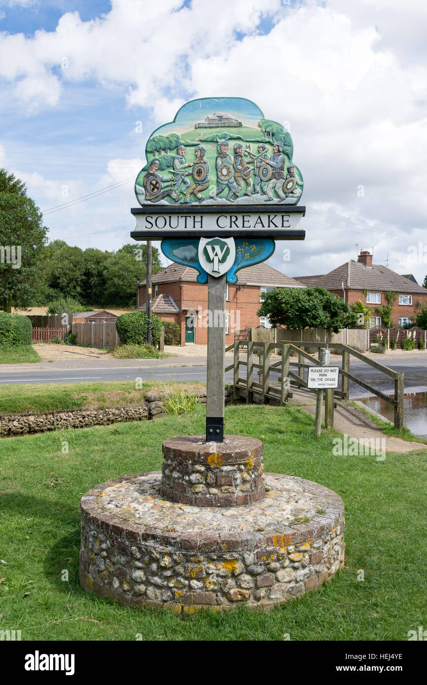 Dorf Schild, South Creake, Norfolk, England, Vereinigtes Königreich Stockfoto