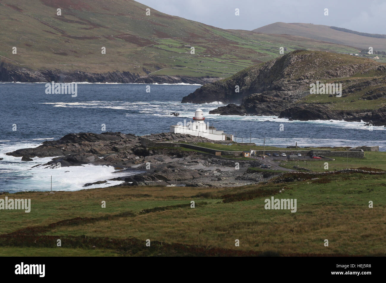 Die Valentia Island Leuchtturm in Cromwell Punkt, Valentia Island, County Kerry, Irland. Stockfoto