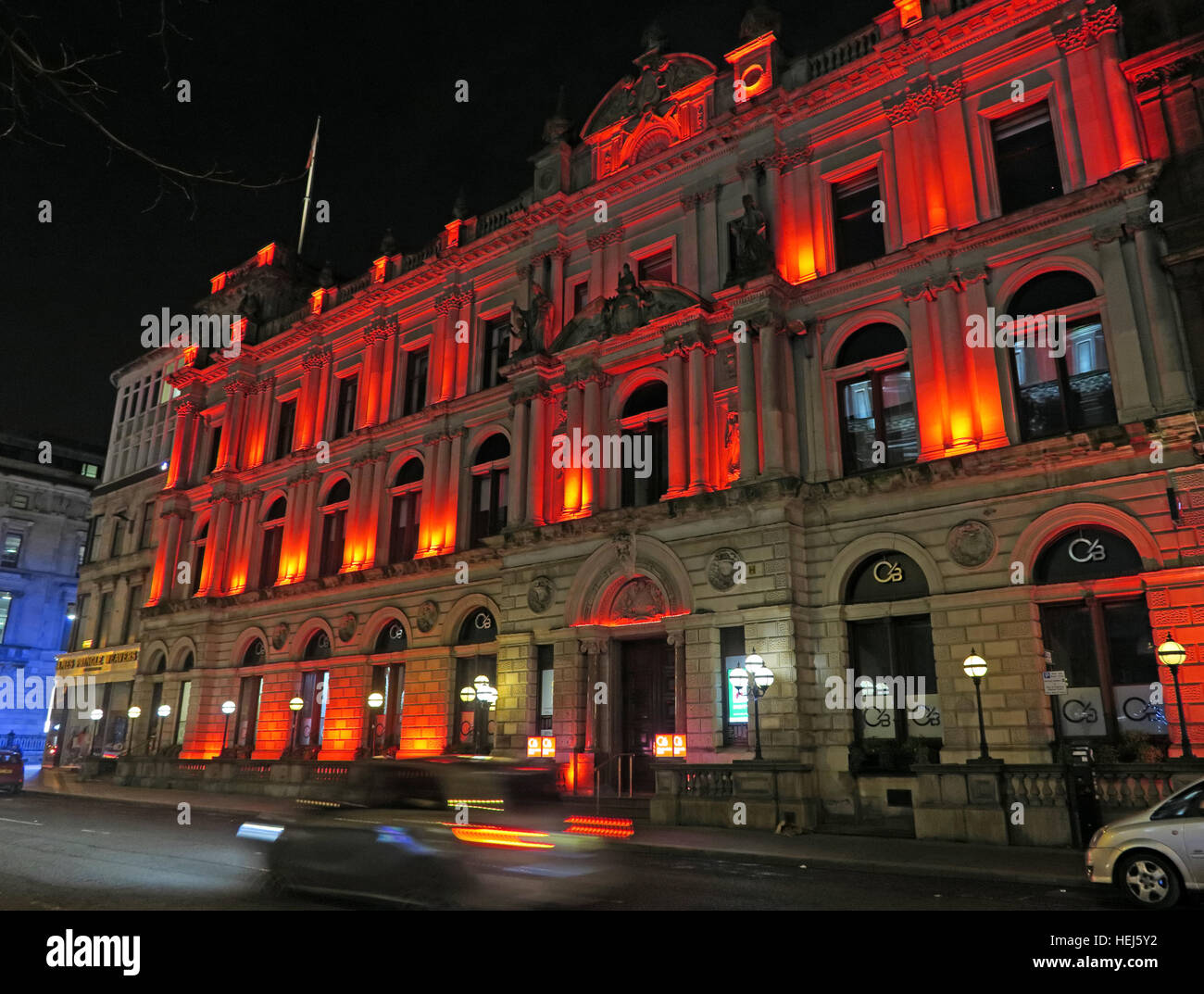 Clydesdale Bank Kammern in der Nacht, Glasgow, in der Nähe von George Square, Schottland, UK Stockfoto