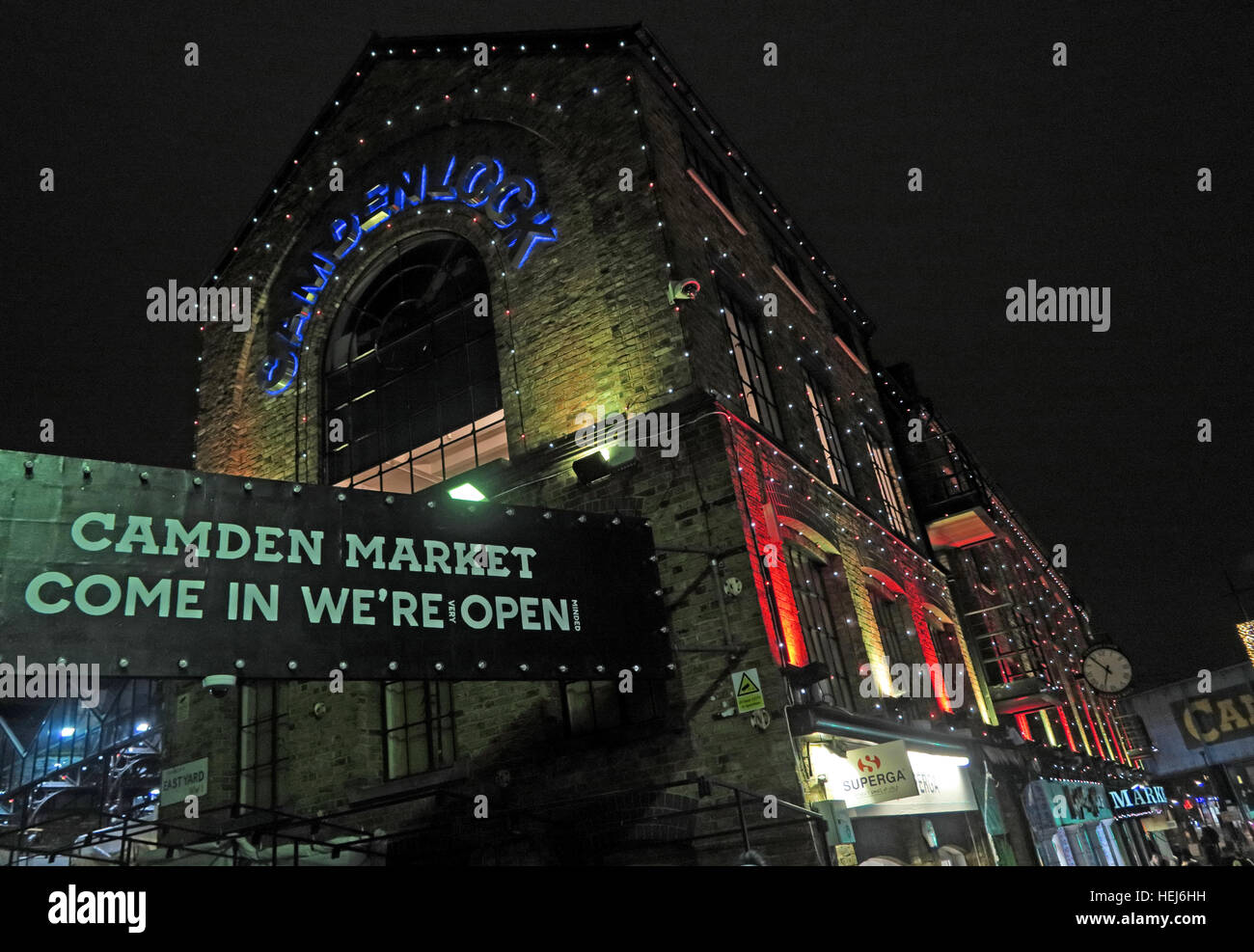 Camden Market bei Nacht, Nord-London, England, UK Stockfoto