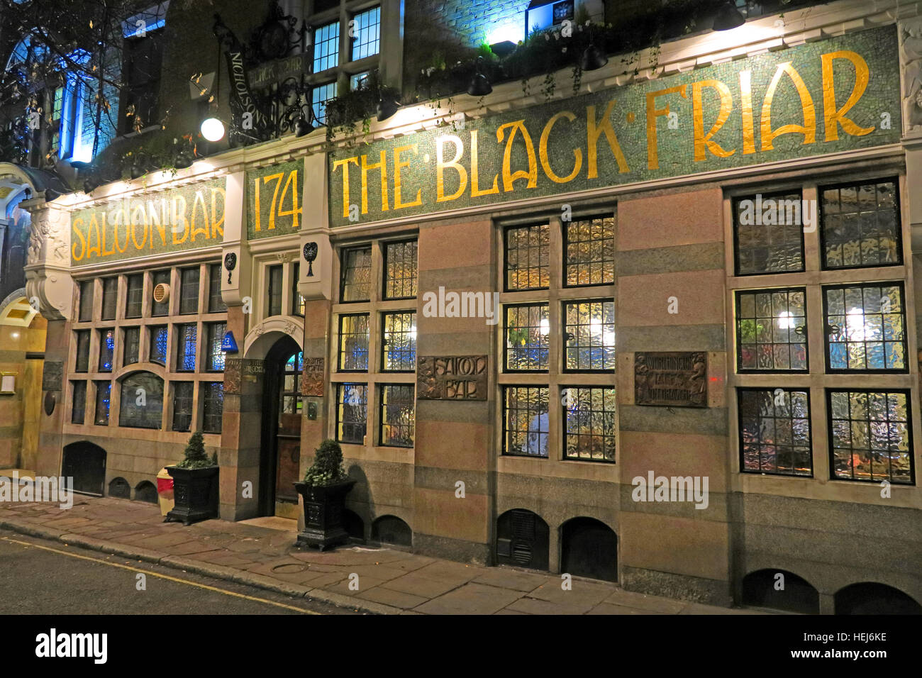 Der schwarze Mönch, Blackfriars, London, England, UK in der Nacht, 174 Stockfoto