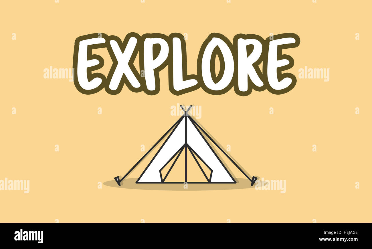 Outdoor Camping Zelt Grafikkonzept Stockfoto