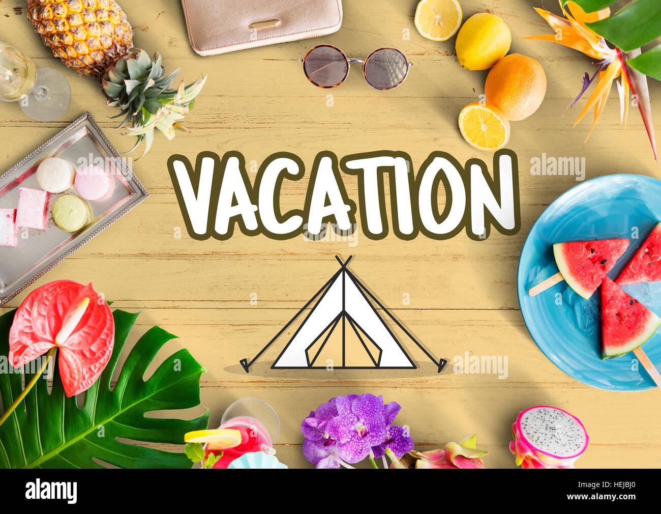 Outdoor Camping Zelt Grafikkonzept Stockfoto