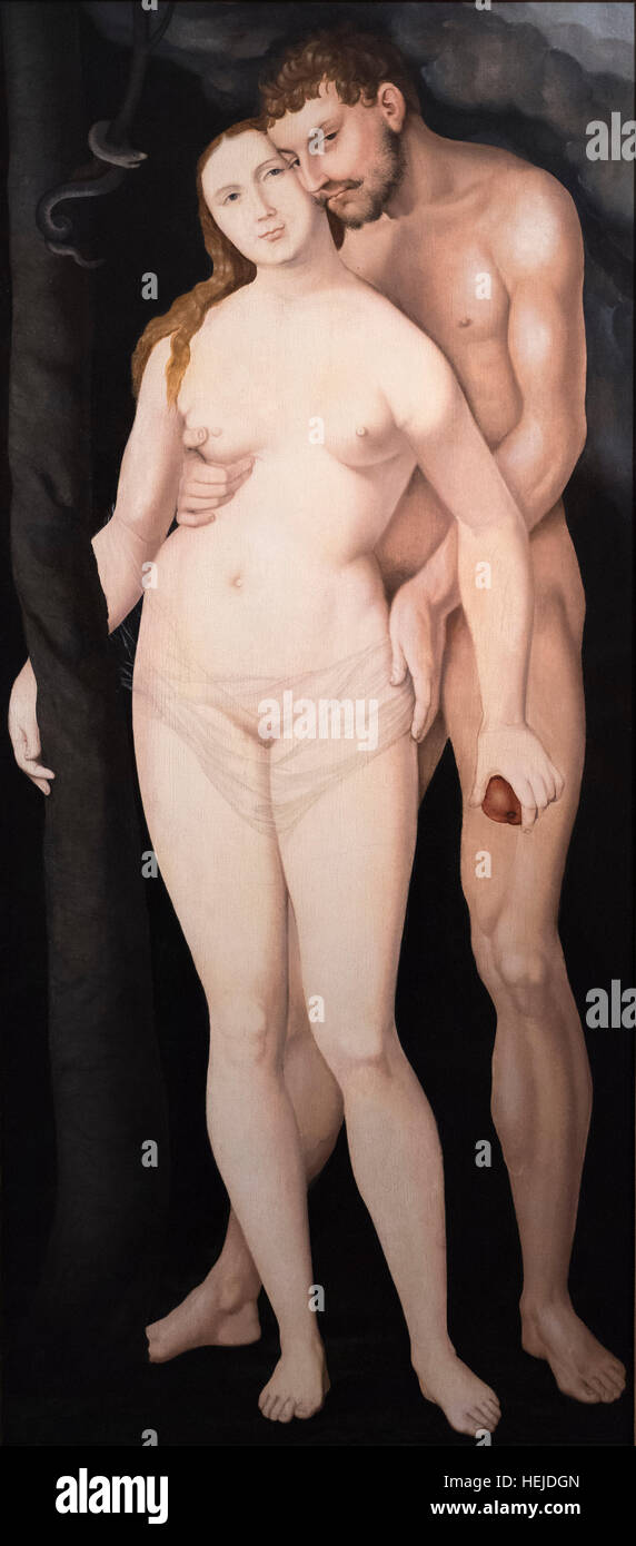 Hans Baldung Grien (1484/85-1545), Adam und Eva, 1531. Adán y Eva.   Öl auf Holz.  Inv. 27 Stockfoto