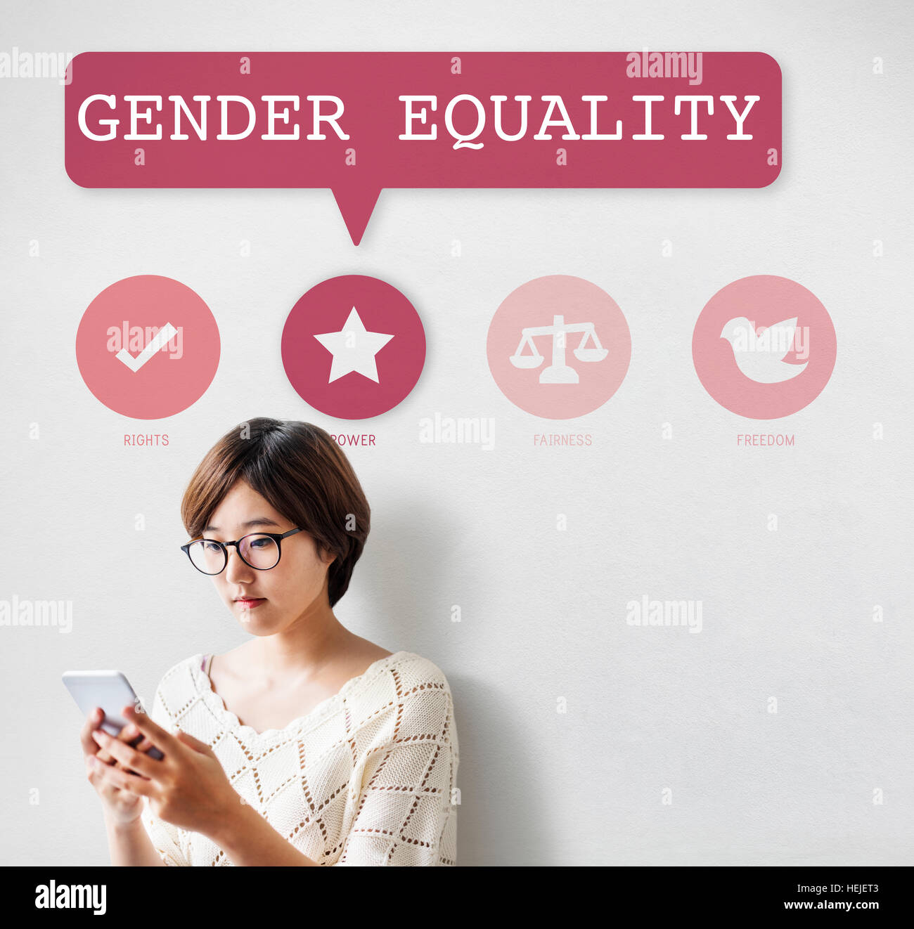 Frauen Gleichberechtigung Möglichkeiten Fairness Feminismus Rechtekonzept Stockfoto