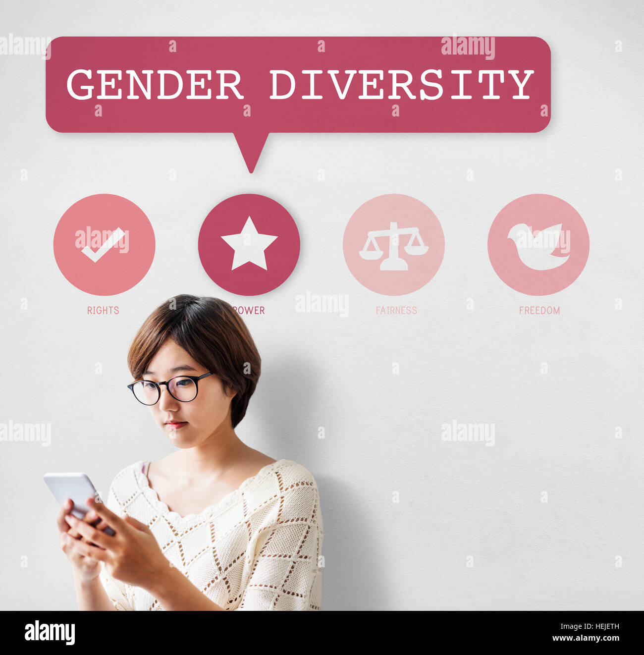 Frauen Gleichberechtigung Möglichkeiten Fairness Feminismus Rechtekonzept Stockfoto