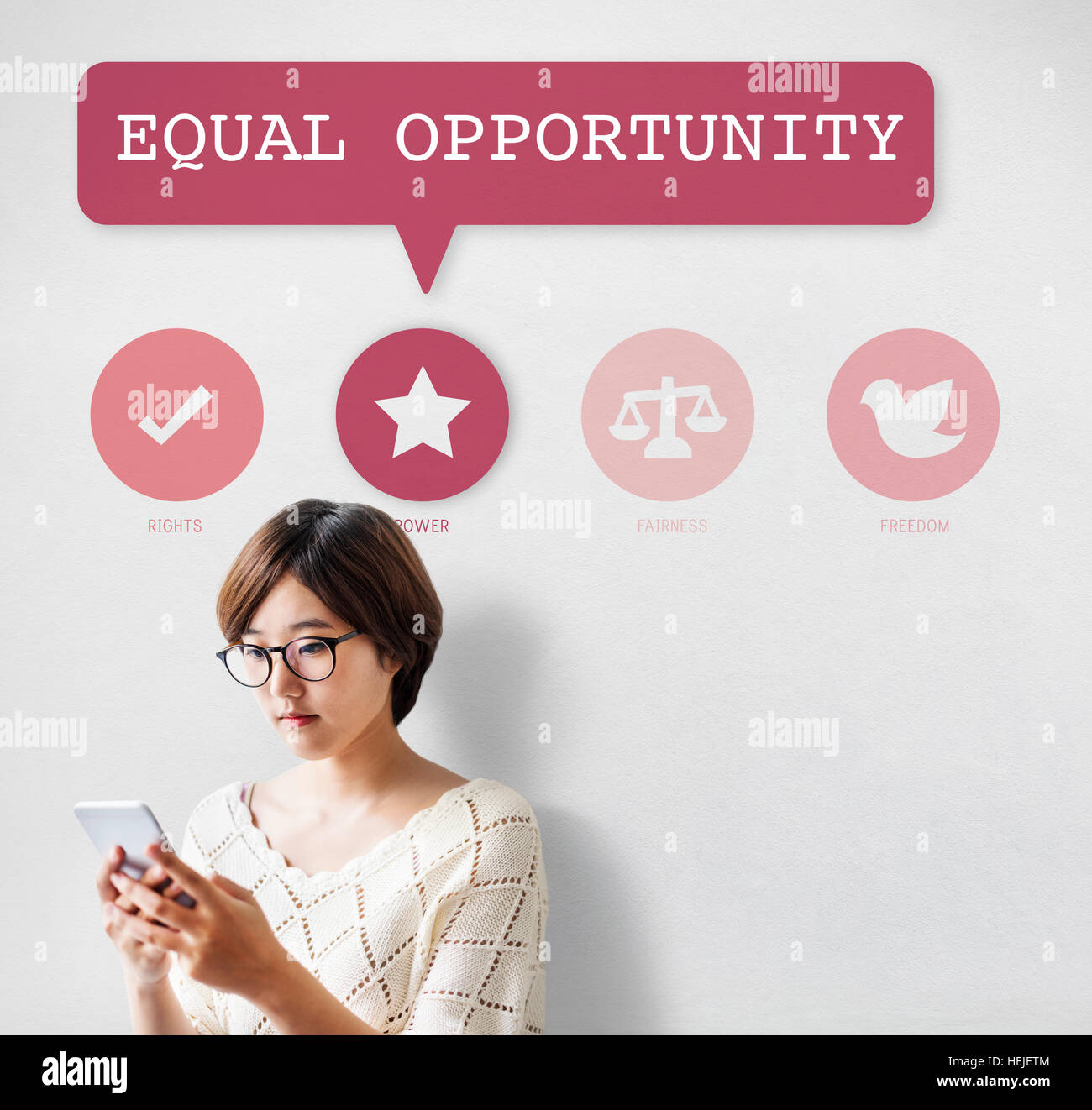 Frauen Gleichberechtigung Möglichkeiten Fairness Feminismus Rechtekonzept Stockfoto