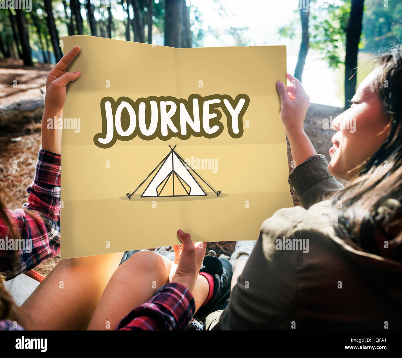 Outdoor Camping Zelt Grafikkonzept Stockfoto