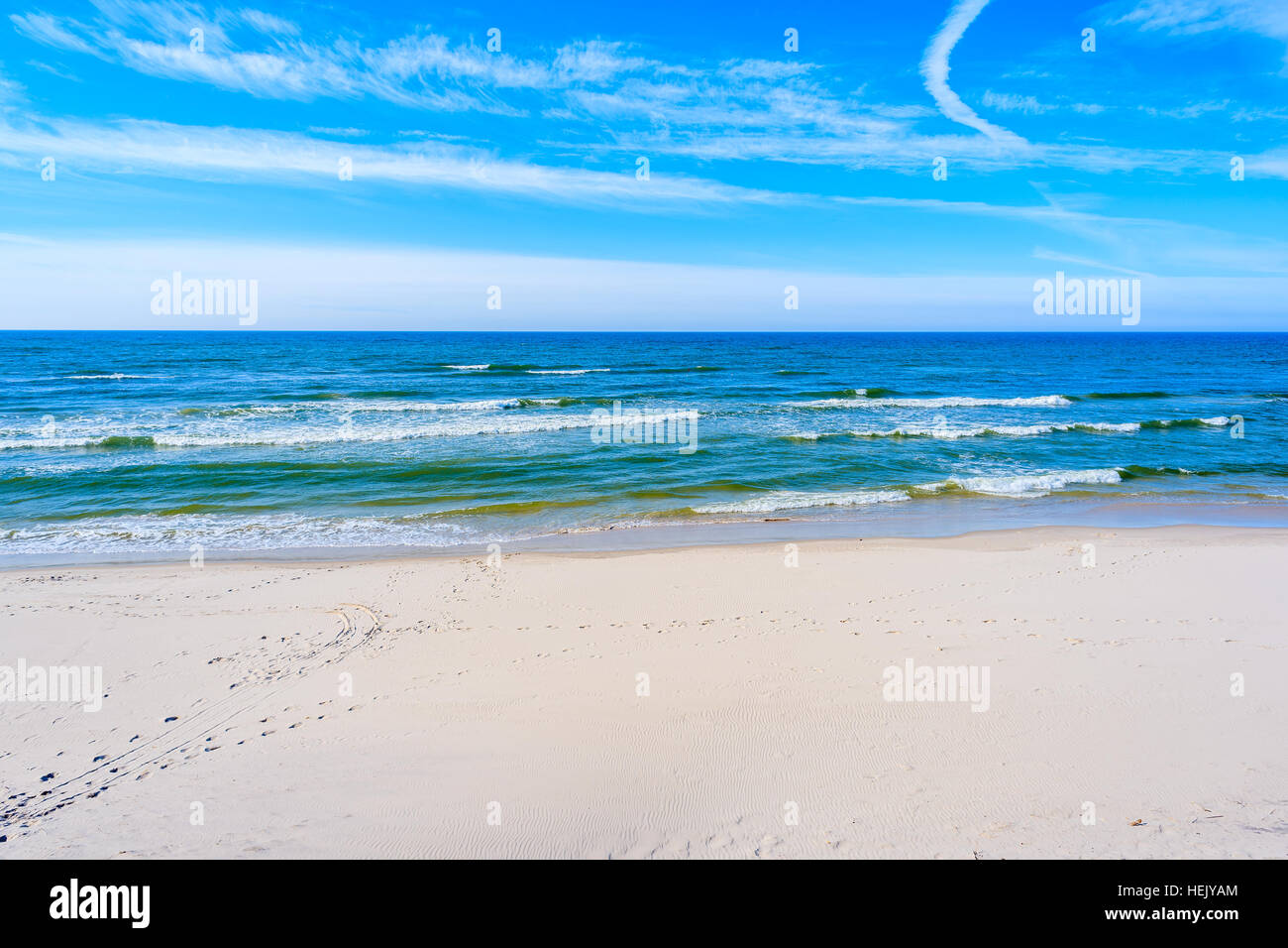 Blick auf Strand von Bialogora Dorf, Ostsee, Polen Stockfoto