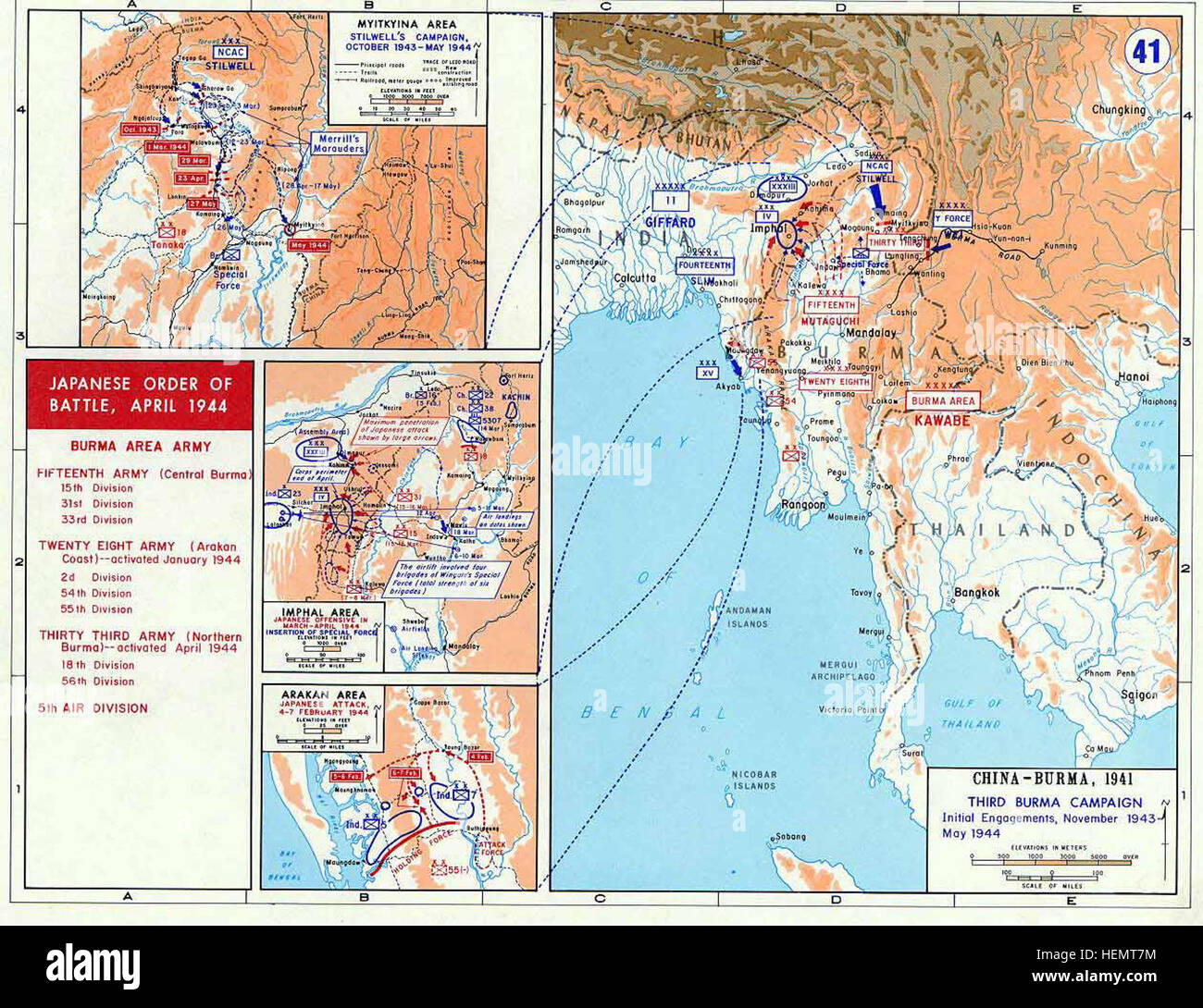 Verbündete dritten Birma Kampagne Oktober 1943 bis Mai 1944 Stockfoto