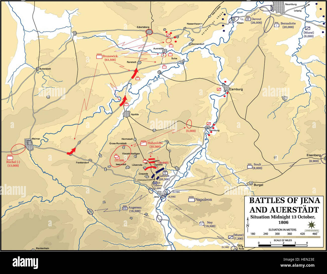 Schlacht von Jena-Auerstedt - Map01 Stockfoto