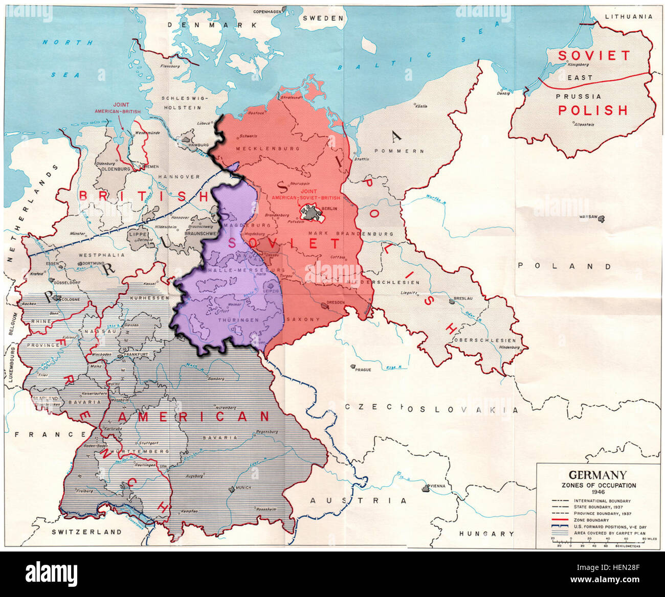 Deutschland Besatzungszonen mit Rand Stockfotografie - Alamy