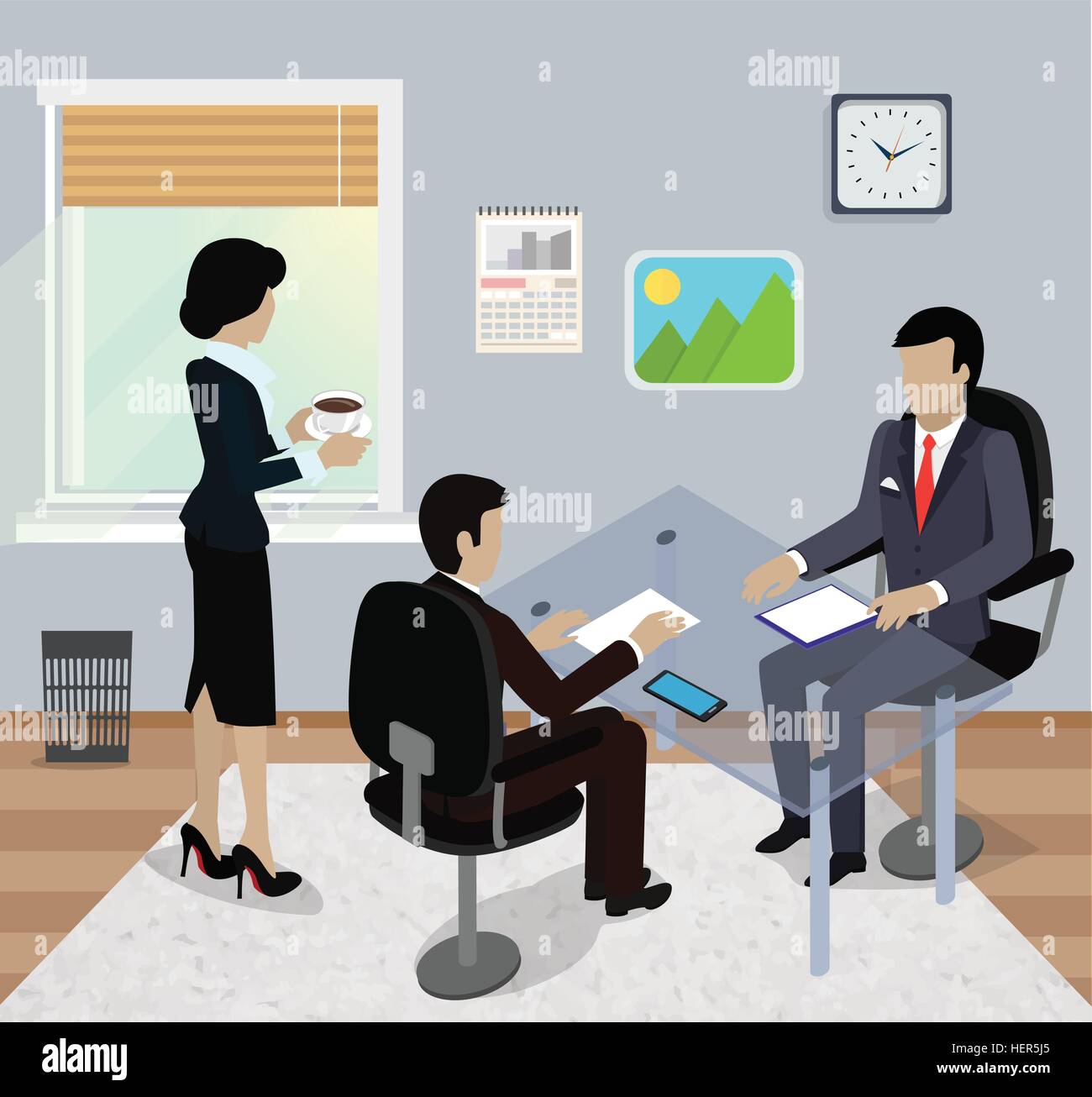 Isometrische Business-Meeting im Büro flat Design. 3D treffen Geschäftsleute, Business-Team, treffen im Büro arbeiten Stock Vektor