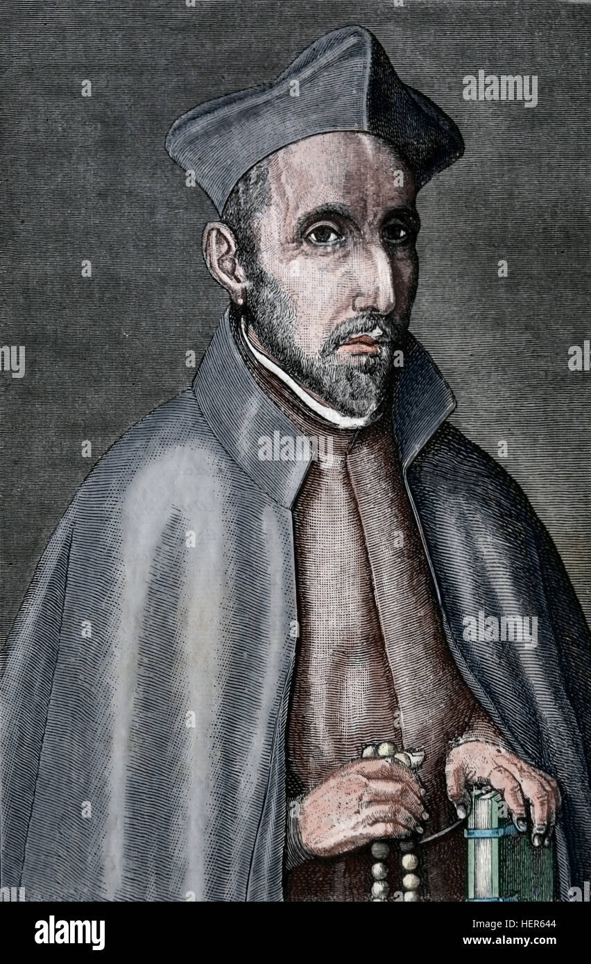 Francis Borgia, 4. Herzog von Gandia (1510-1572). Dritte Generaloberer der Gesellschaft Jesu. Porträt. Kupferstich von J. Wierx, 1551-1610. Kopieren, 1884 Stockfoto
