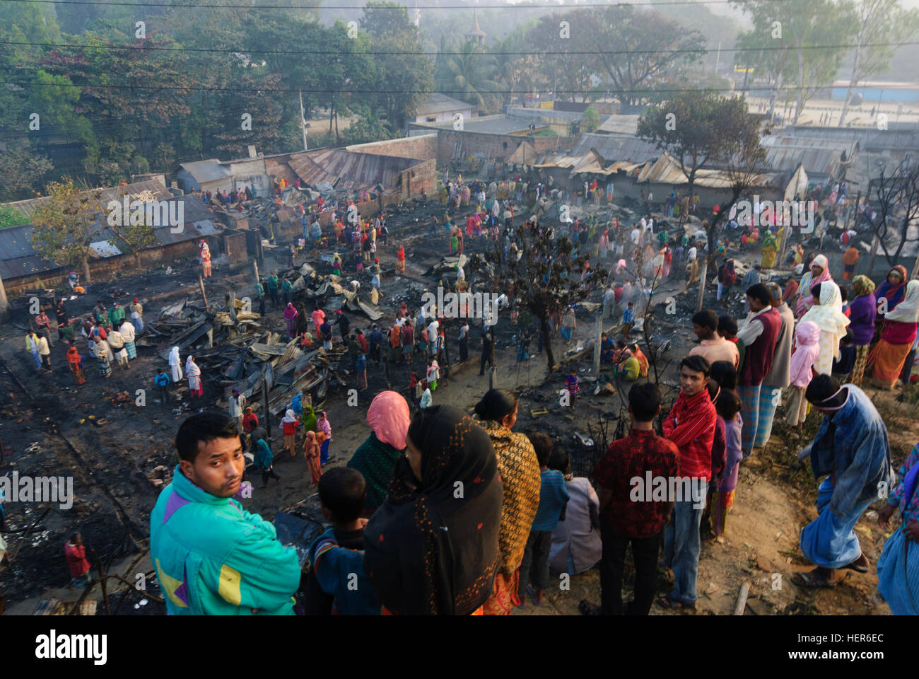 Chittagong: abgebrannt Slum, wegen Unachtsamkeit in der Küche, Division Chittagong, Bangladesch Stockfoto