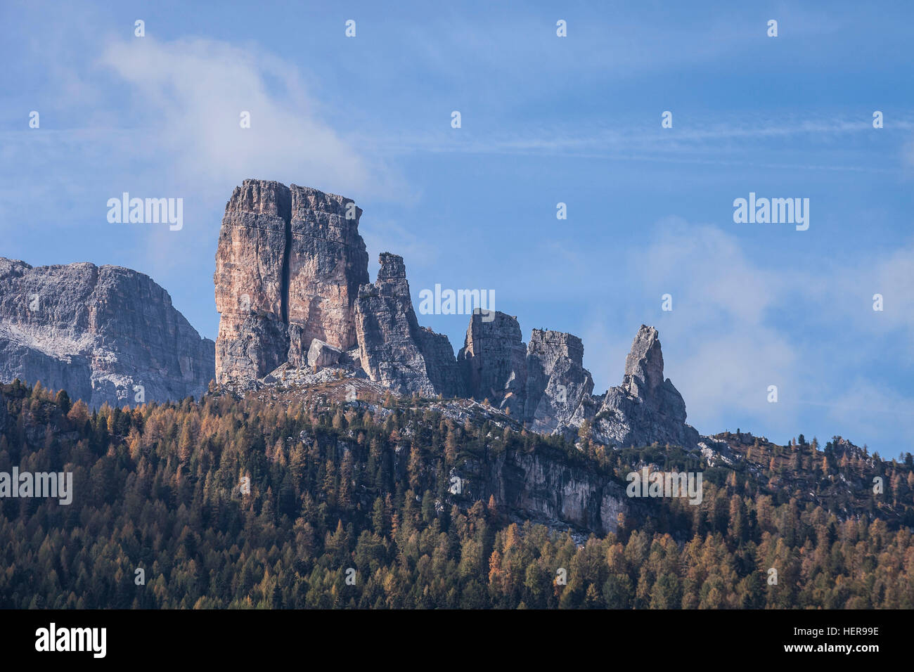 Cinque Torri, Ampezzaner Dolomiten, Region Venetien, Provinz Belluno, Italien, Europa Stockfoto