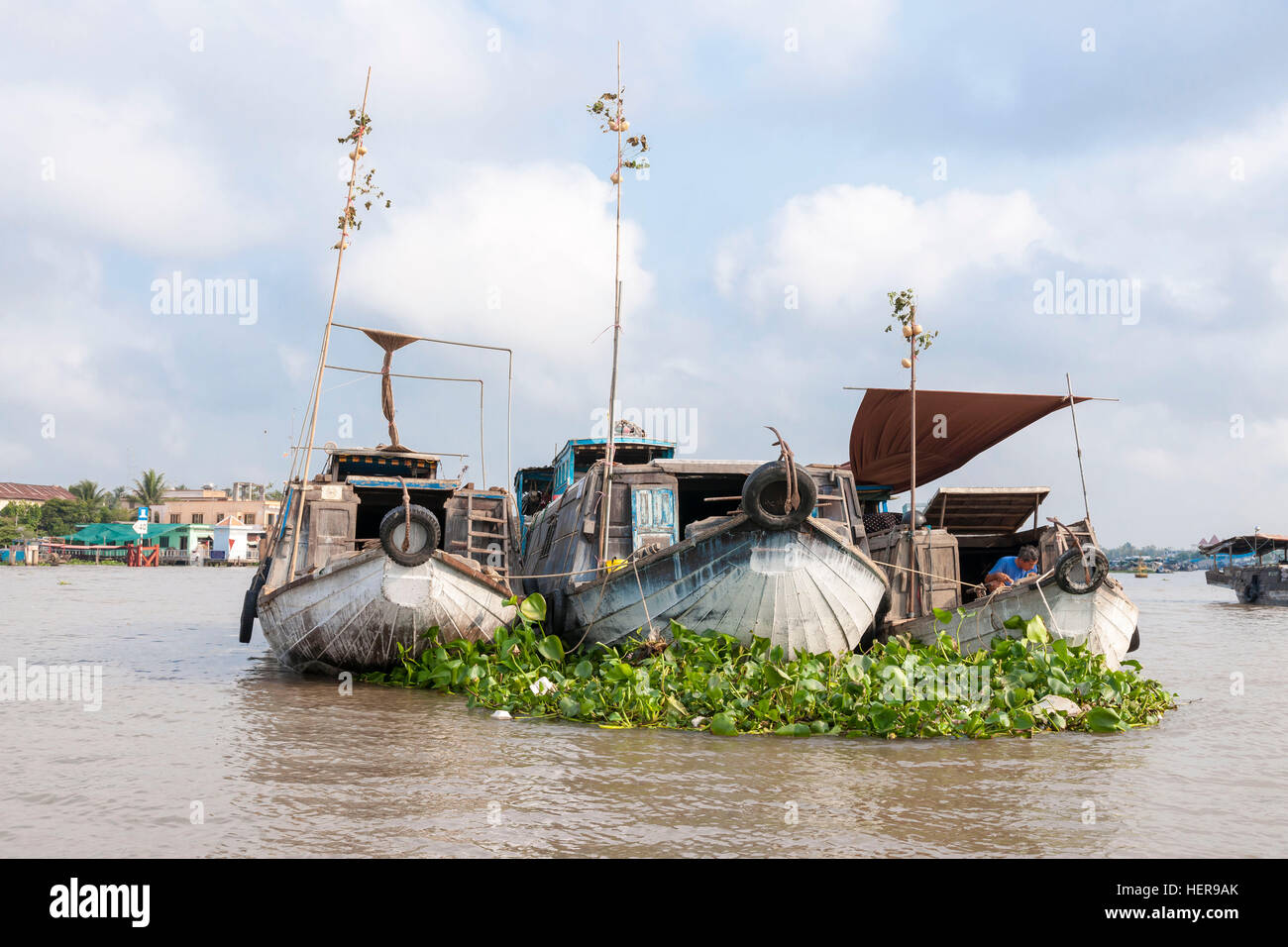 Vietnam, Schwimmender Markt, Händler, Boote, Stockfoto