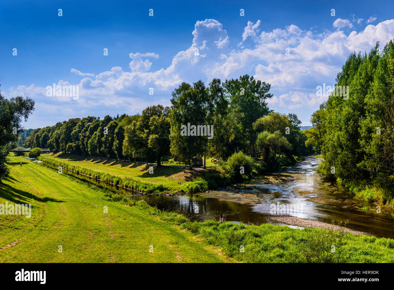 Deutschland, Baden-Wurttemberg, obere Donau, Baar, Donaueschingen, Breg und Brigach, Danube Zusammenfluss, Danube Herkunft Stockfoto