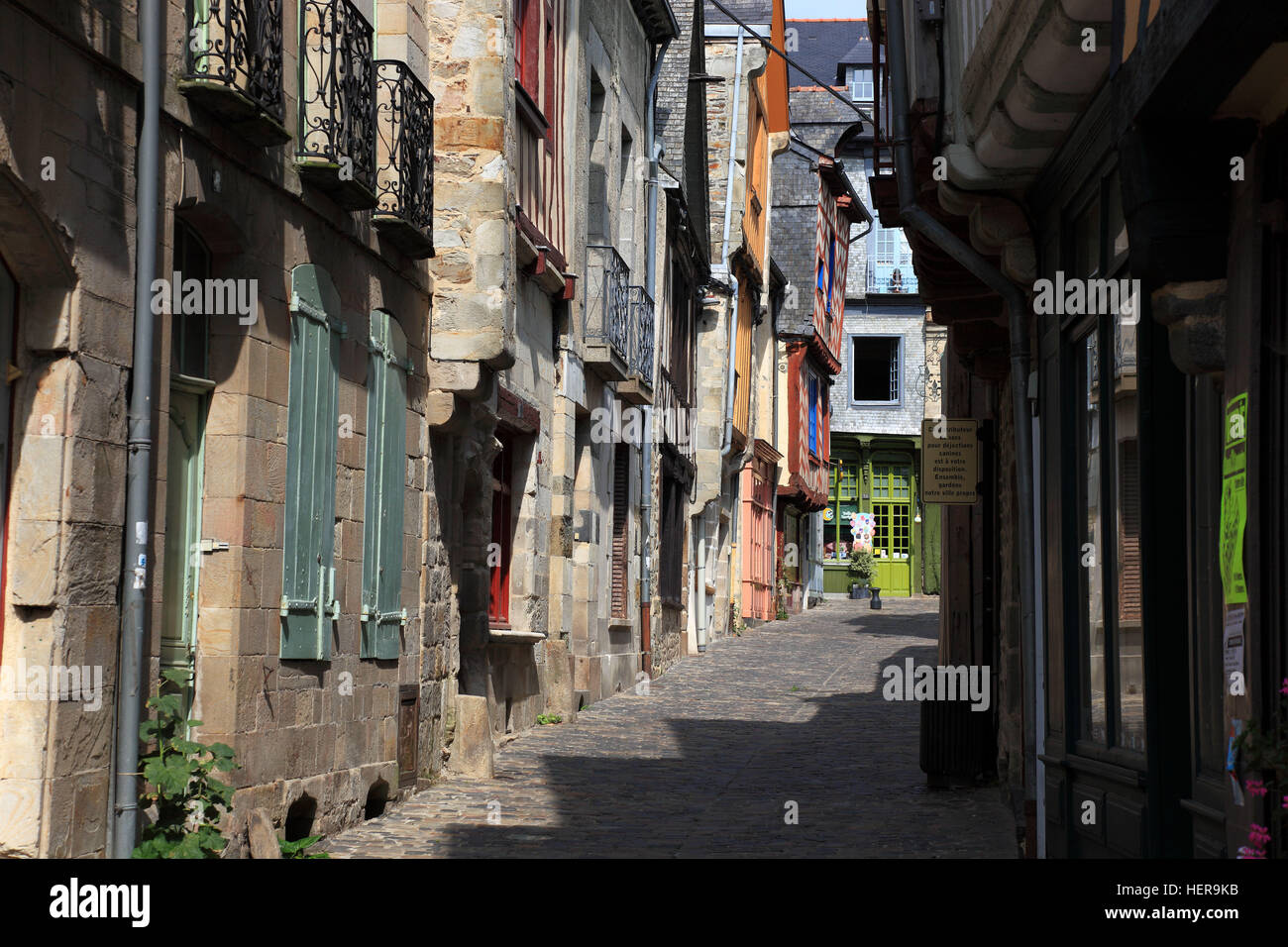 Frankreich, Region Bretagne, Vitre, Häuser in der Historischen Altstadt Stockfoto