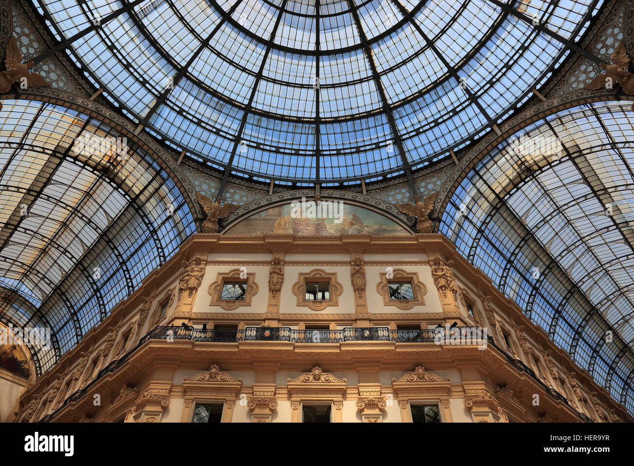 Stadt Mailand, Italien, Stadtzentrum, Glasdach der Galleria Vittorio Emanuele II, Einkaufstempel, Stockfoto