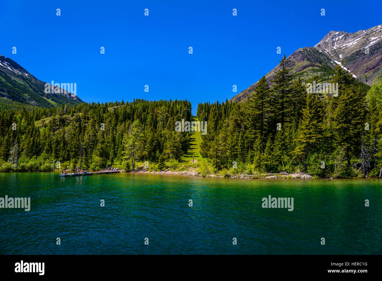 Kanada, Alberta, Waterton Lakes National Park, Upper Waterton Lake, Grenze Zu Montana, USA Stockfoto