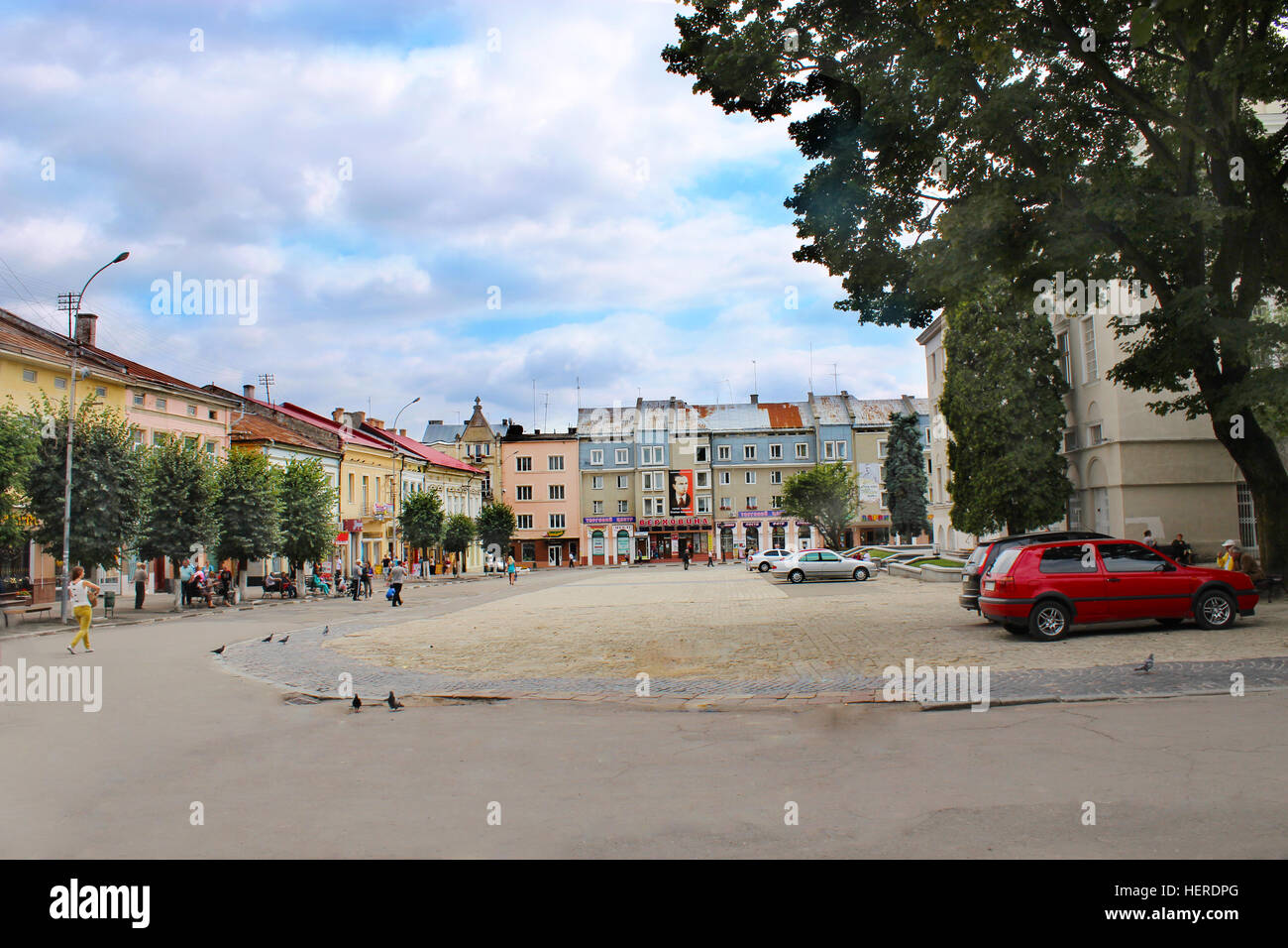 Leben in der zentrale Platz von Drohobytsch Stadt in der Westukraine Stockfoto