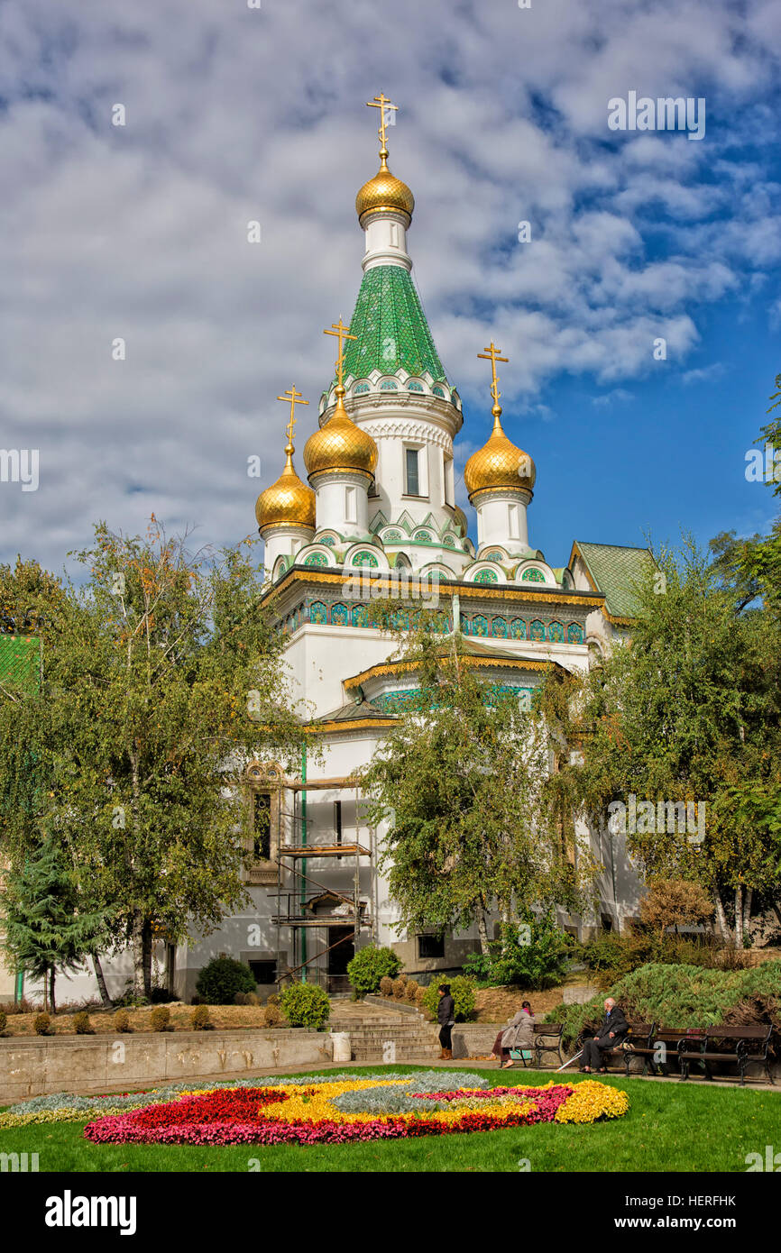 Russische Kirche von Sveti Nikolay, Boulevard Tsar Osvoboditel, Sofia, Bulgarien Stockfoto