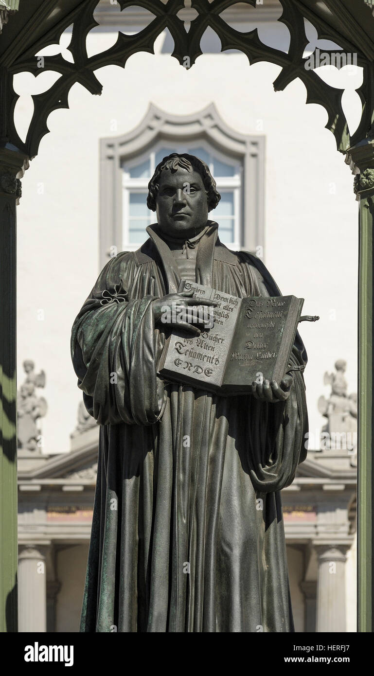 Luther Memorial auf dem Markt vor dem Rathaus, Wittenberg, Sachsen-Anhalt, Deutschland Stockfoto
