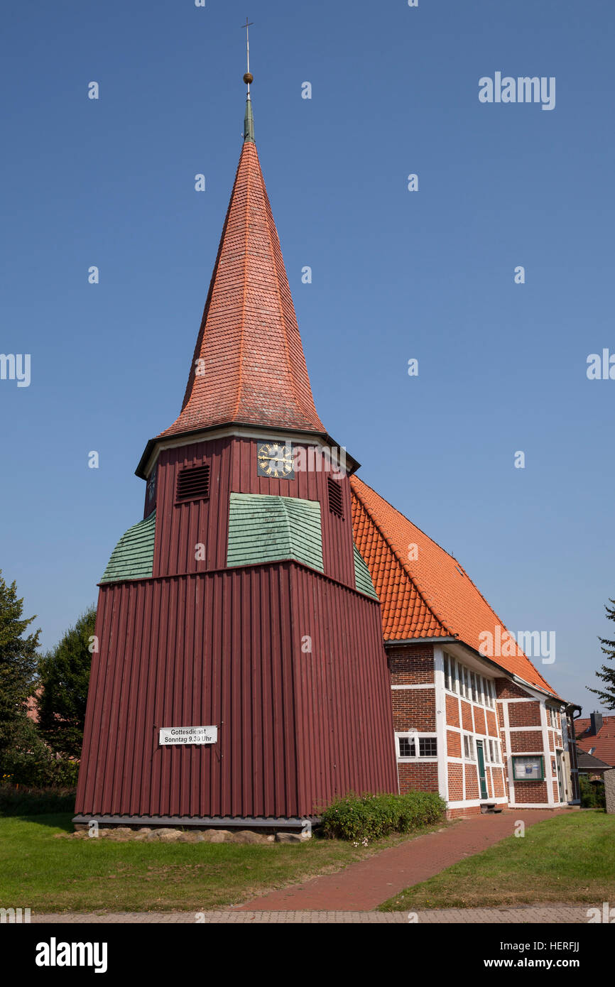 Kirche St. Marien, Fachwerk Seemann Kirche, Grünendeich, Altes Land, Twielenfleth, Niedersachsen, Deutschland Stockfoto