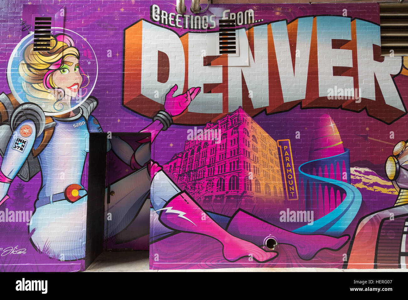Graffiti, unteren Downtown Denver, Colorado, USA Stockfoto