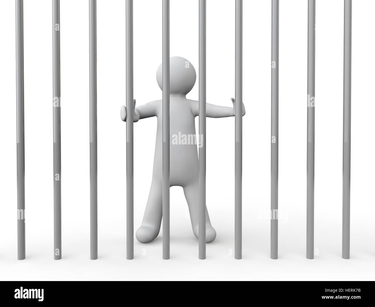 3D Mann hinter Gittern Stockfoto