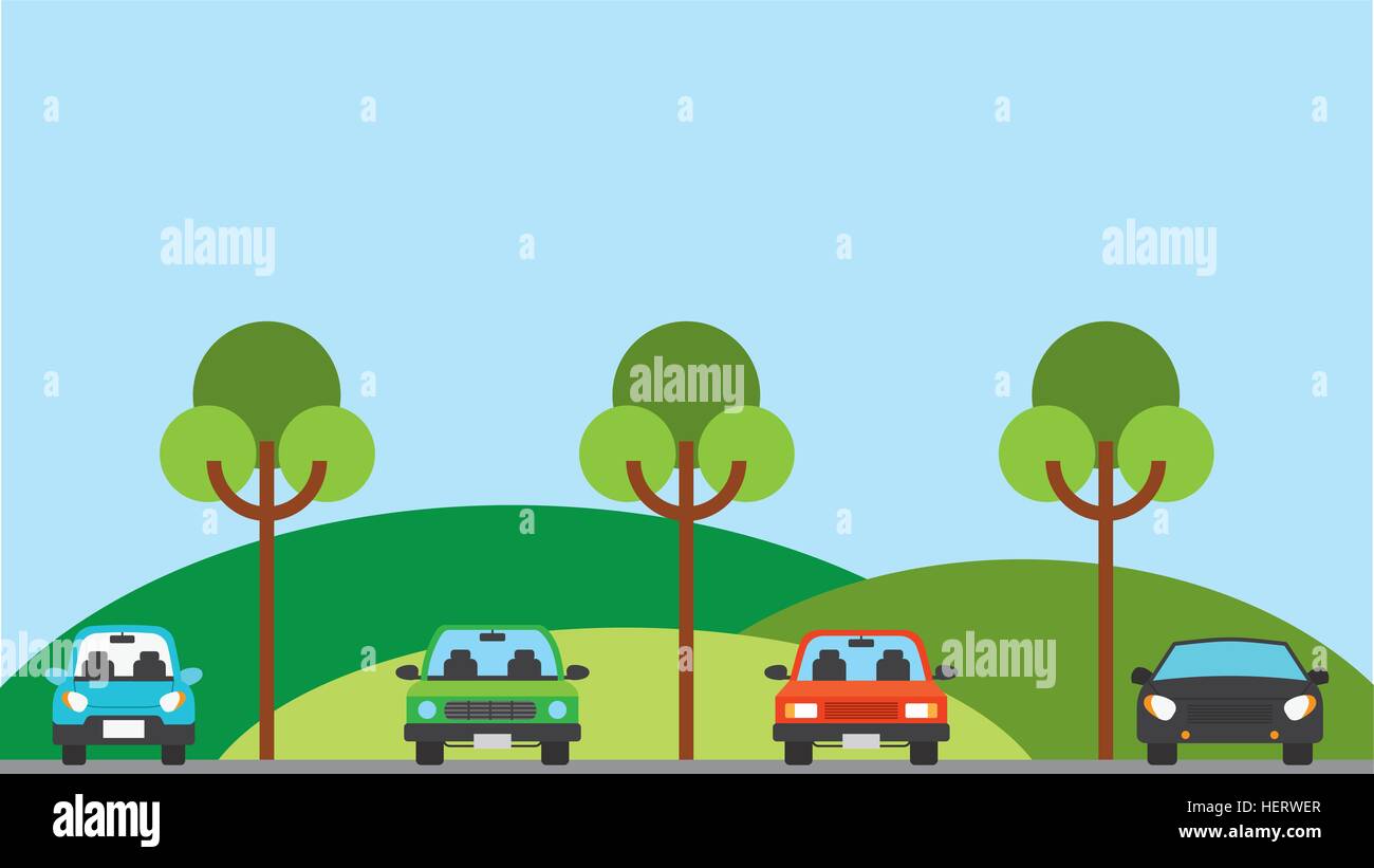 geparkte Autos in Zone parken. farbenfrohes Design. Vektor-illustration Stock Vektor