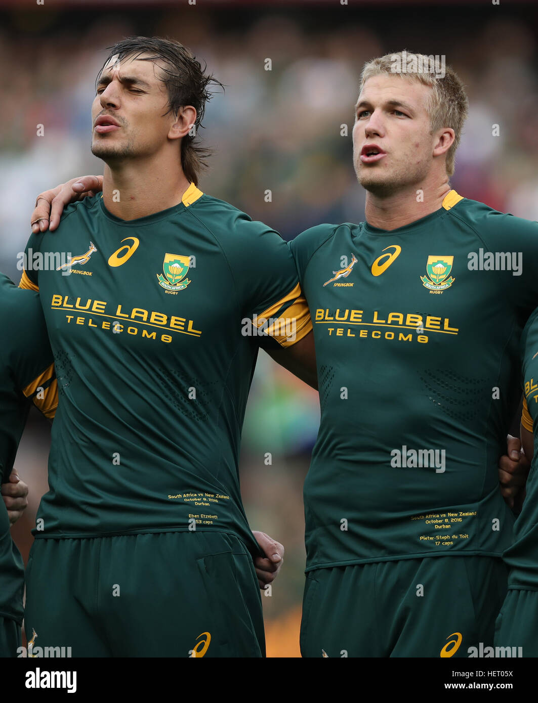 DURBAN, Südafrika - Oktober 08: Eben Etzebeth mit Pieter-Steph du Toit in Südafrika während der Rugby Championship Match zwischen South Afri Stockfoto