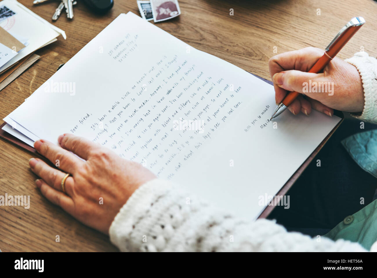 Korrespondenz schreiben Brief Handswriting Konzept Stockfoto