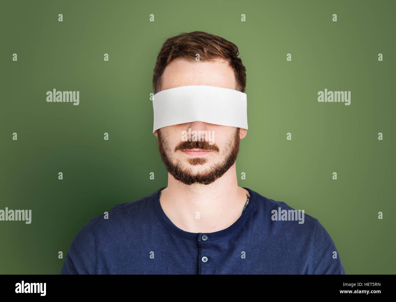 Mann Auge abgedeckt Blind verbotene verloren Konzept Stockfoto