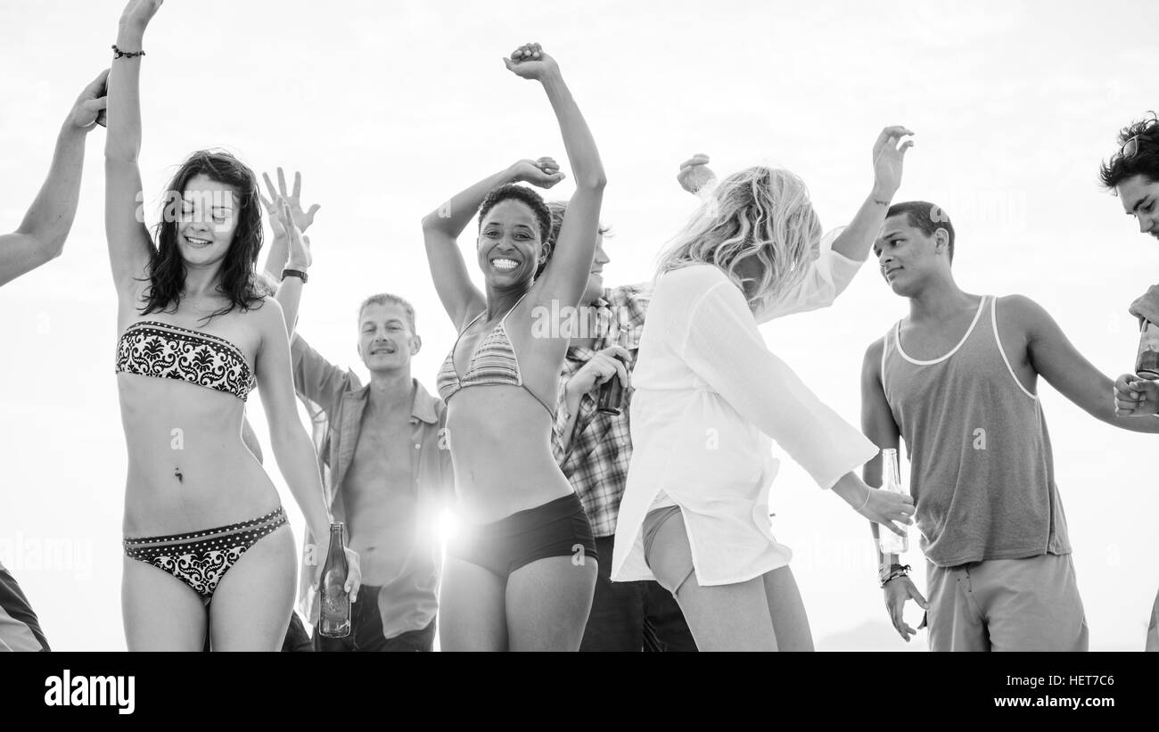 Beach Party Freiheit Urlaub Freizeit Aktivität Konzept Stockfoto