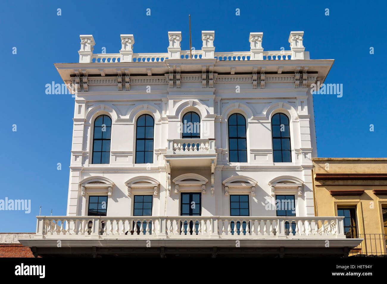 Old West Fassade in alte Stadt Sacramento, Kalifornien. Stockfoto