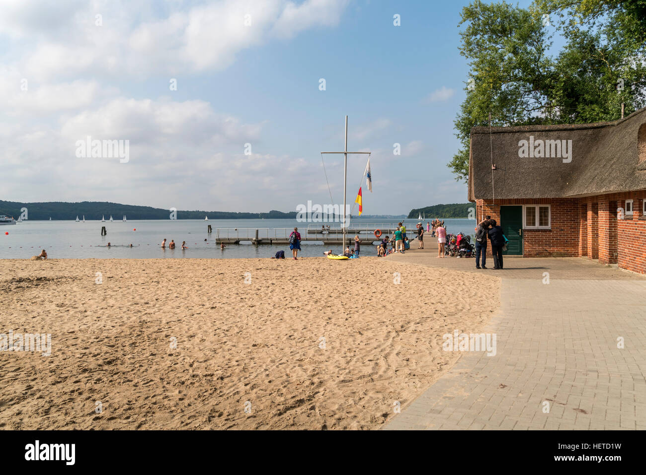 Badestrand am Ratzeburger See sehen, Ratzeburg, Herzogtum Lauenburg, Schleswig-Holstein, Deutschland Stockfoto