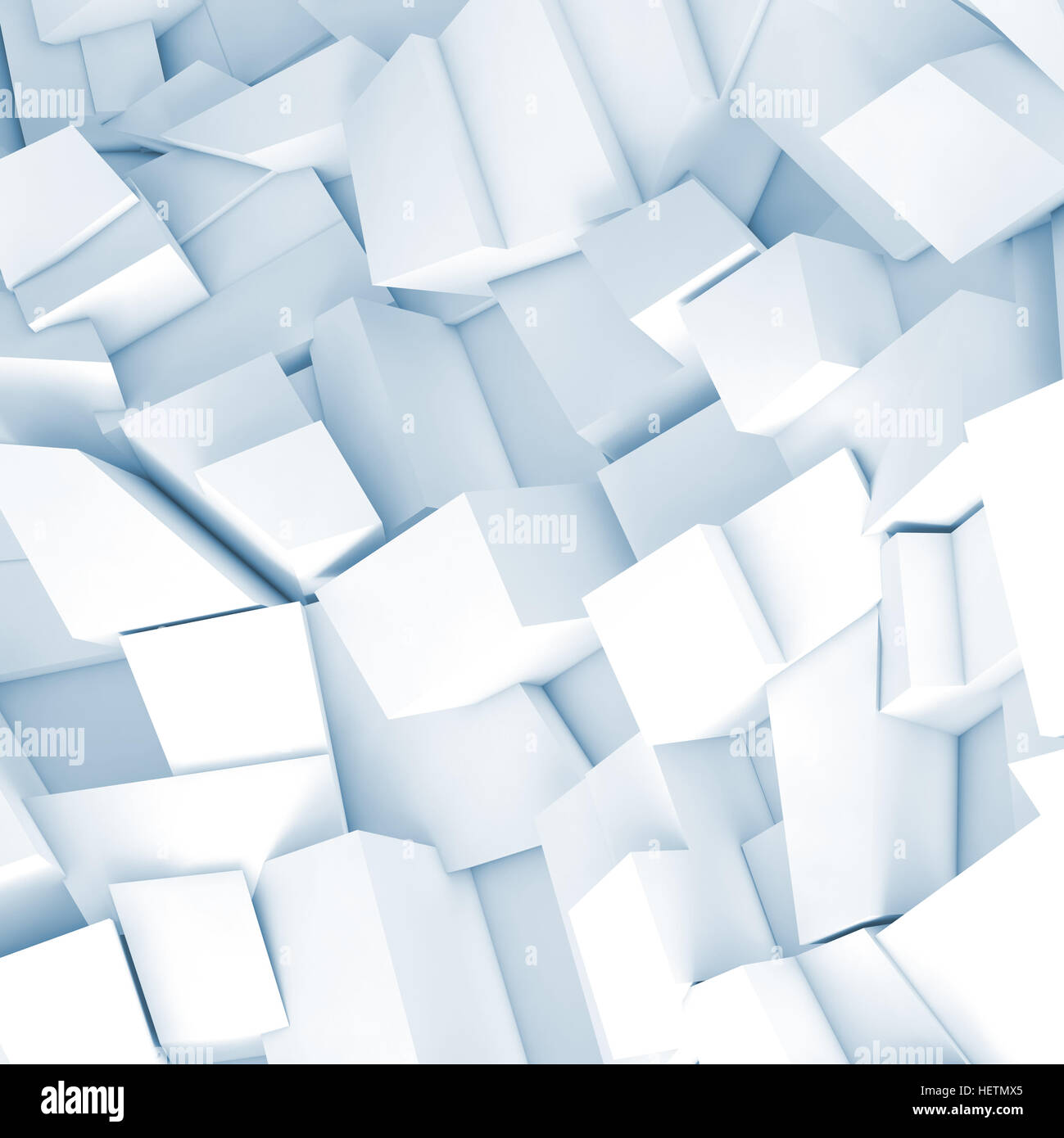 Abstrakte Quadrat digital Hintergrund, chaotischen Fragmente mit blauen Schatten, 3d illustration Stockfoto