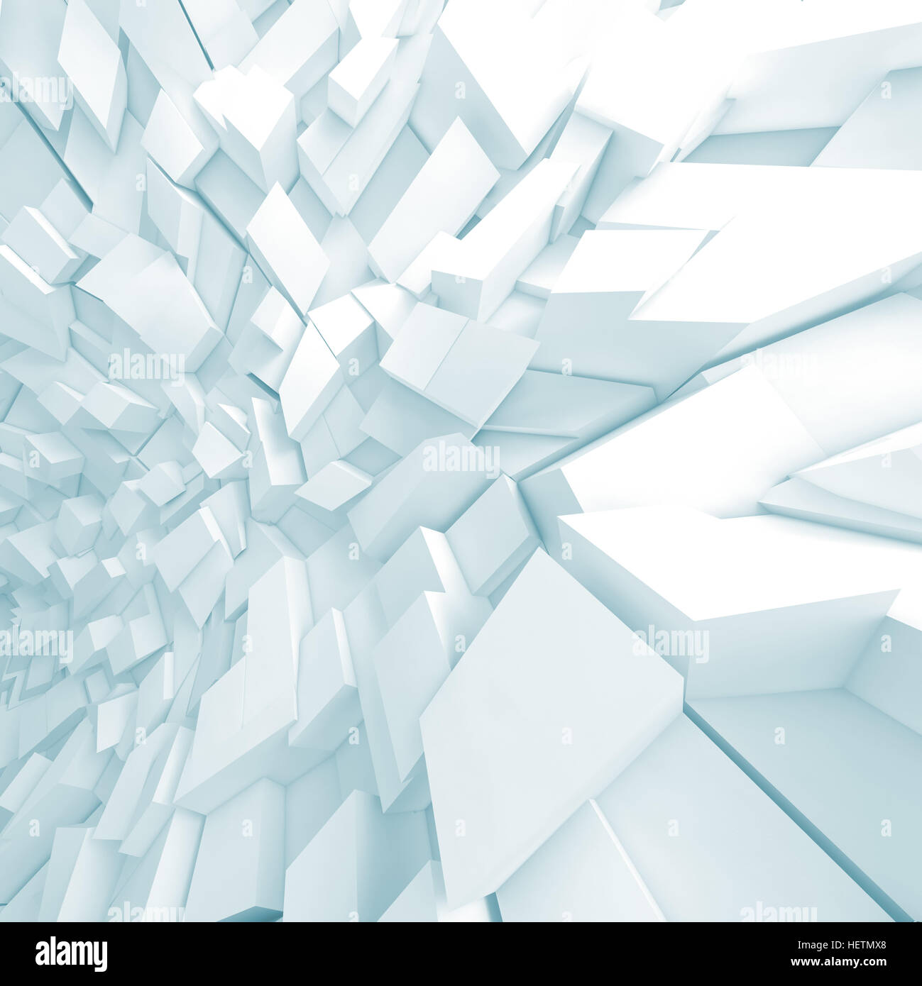 Abstrakte Quadrat digital, weiße chaotischen scharfen Splitter Hintergrundmuster mit weichen blauen Schatten, 3d illustration Stockfoto