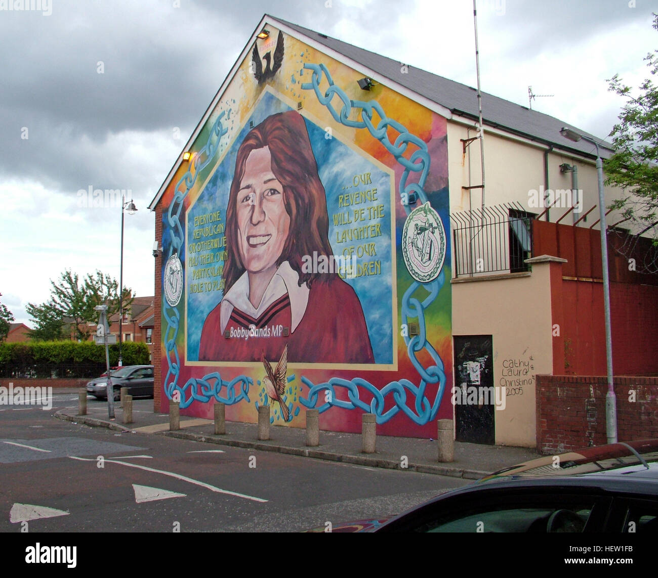Belfast Falls Rd republikanischen Wandbild - Bobby Sands MP Stockfoto