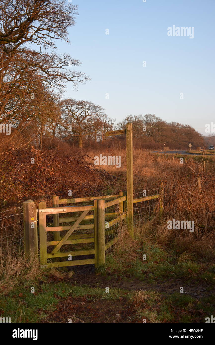 "Öffentlichen Fußweg" Holzschild und Tor Stockfoto