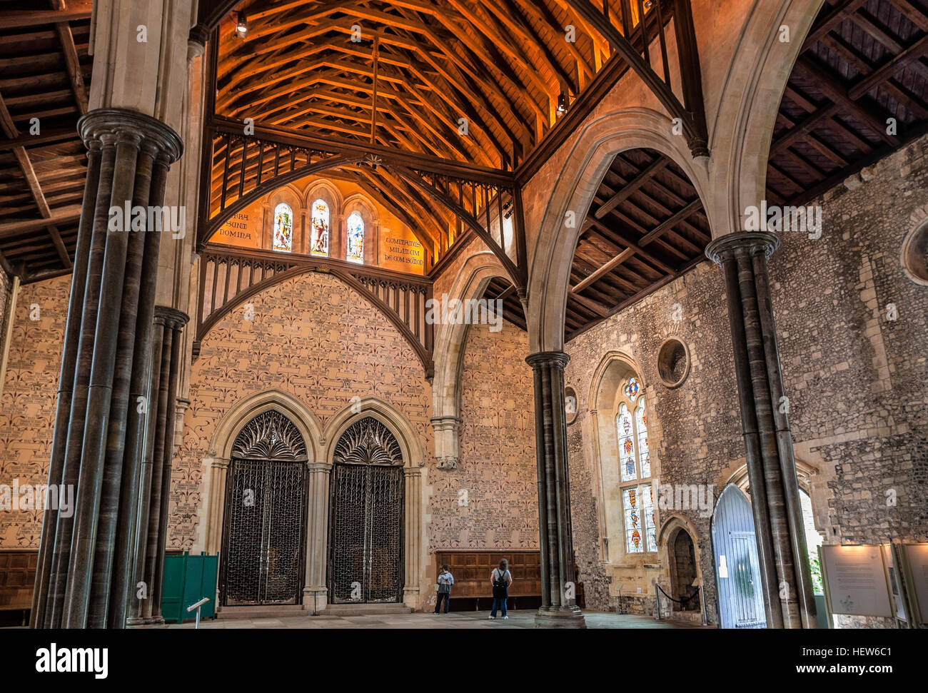 Die große Halle von Winchester, England, befand sich der legendären Tafelrunde von König Artus. Stockfoto